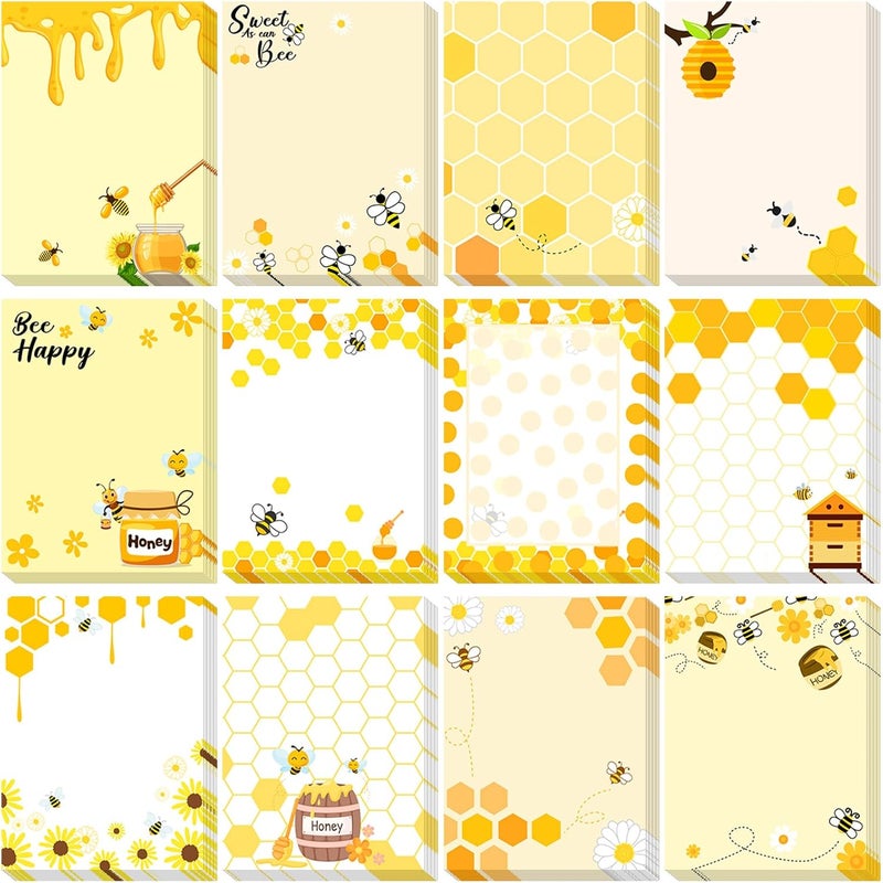 Chiisong 12 Pieces Bee Sticky Notes Bee Notepads Gifts 3x4 Inch Adhesive Honey Memo Notes for Women to Do List for Memo Reminder List for Office Home Supplies Teachers Gift - Image 1